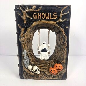 Sweet Street Ghouls Ghost Black Cat Swing Book Halloween Decor 9.75 Inch